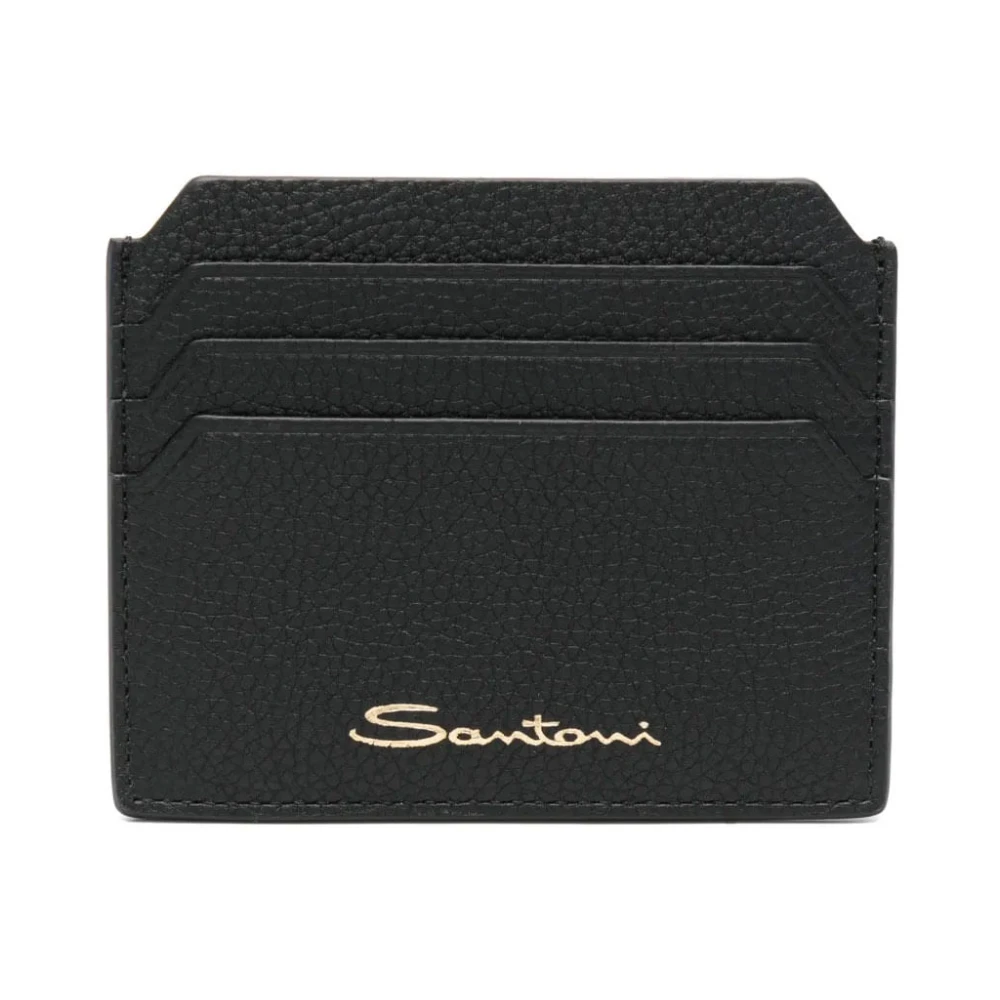 Santoni Women's Black Tumbled Leather Cardholder - Wallets & Cardholders - One Size - Accessories
