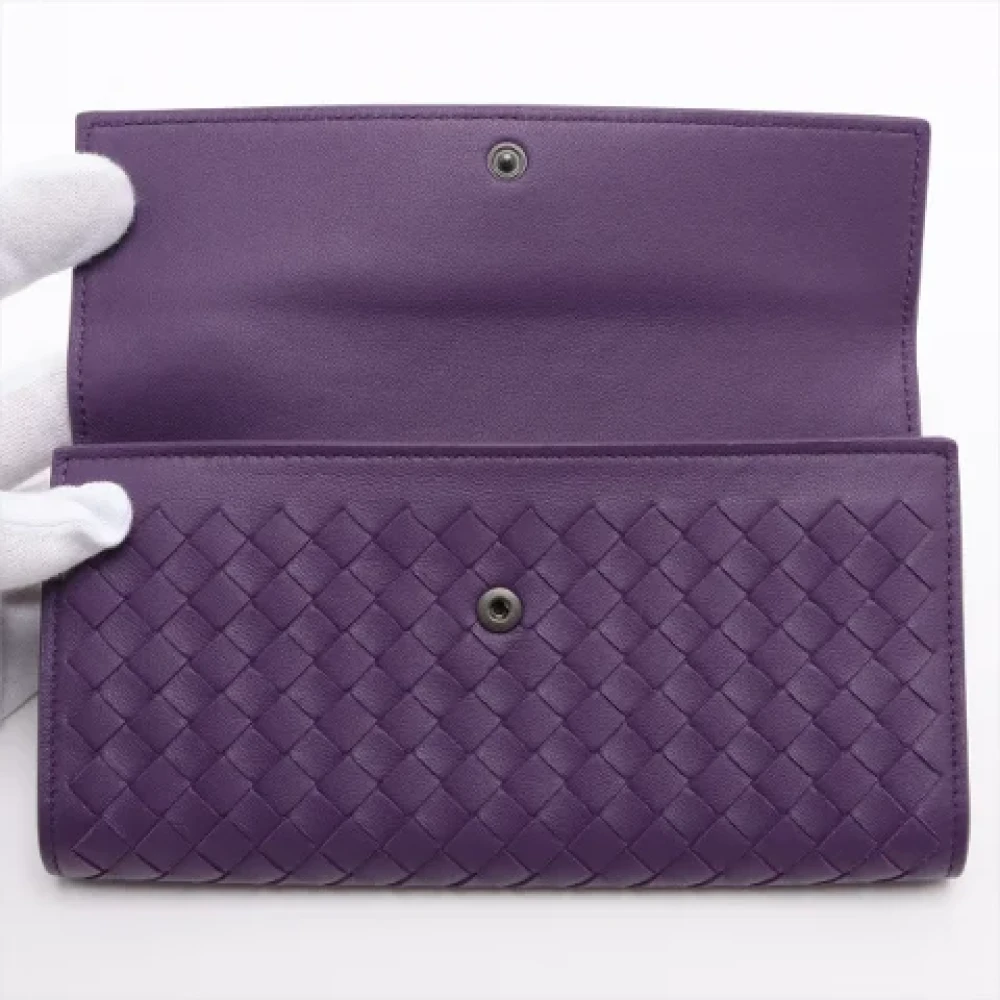 Bottega Veneta Vintage Pre-owned Leather wallets Purple Dames