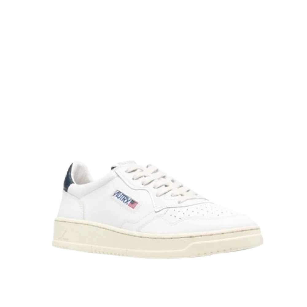 Autry Men's White Sneakers, 6 Uk, Logo Patch Trainers With Perforated Detailing
