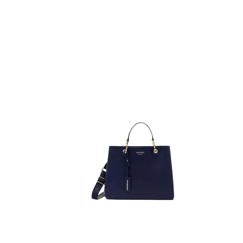 Emporio Armani Stijlvolle Leren Tas Blue Dames