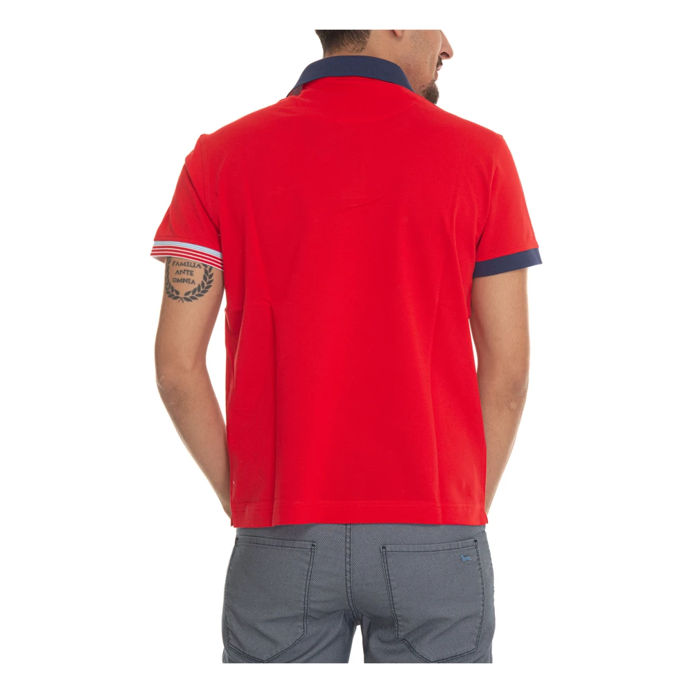 Harmont & Blaine Polo shirt met kleurcontrast en tegelprint Red Heren