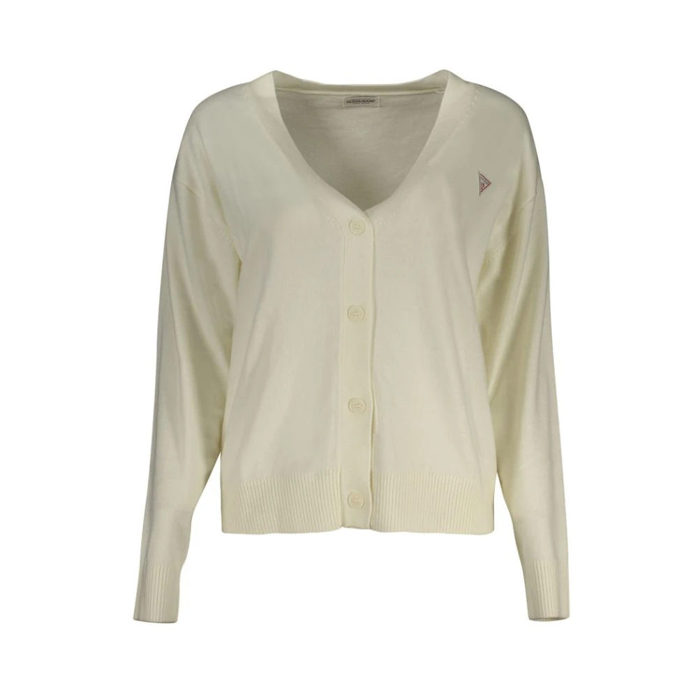 Guess Polyester gebreide cardigan met applicatie logo White Dames