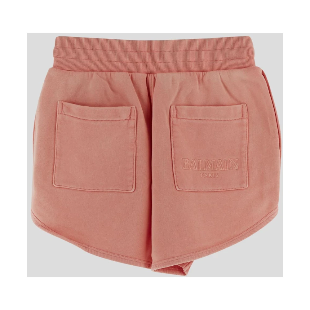 Balmain Katoenen Logo Shorts Pink Dames
