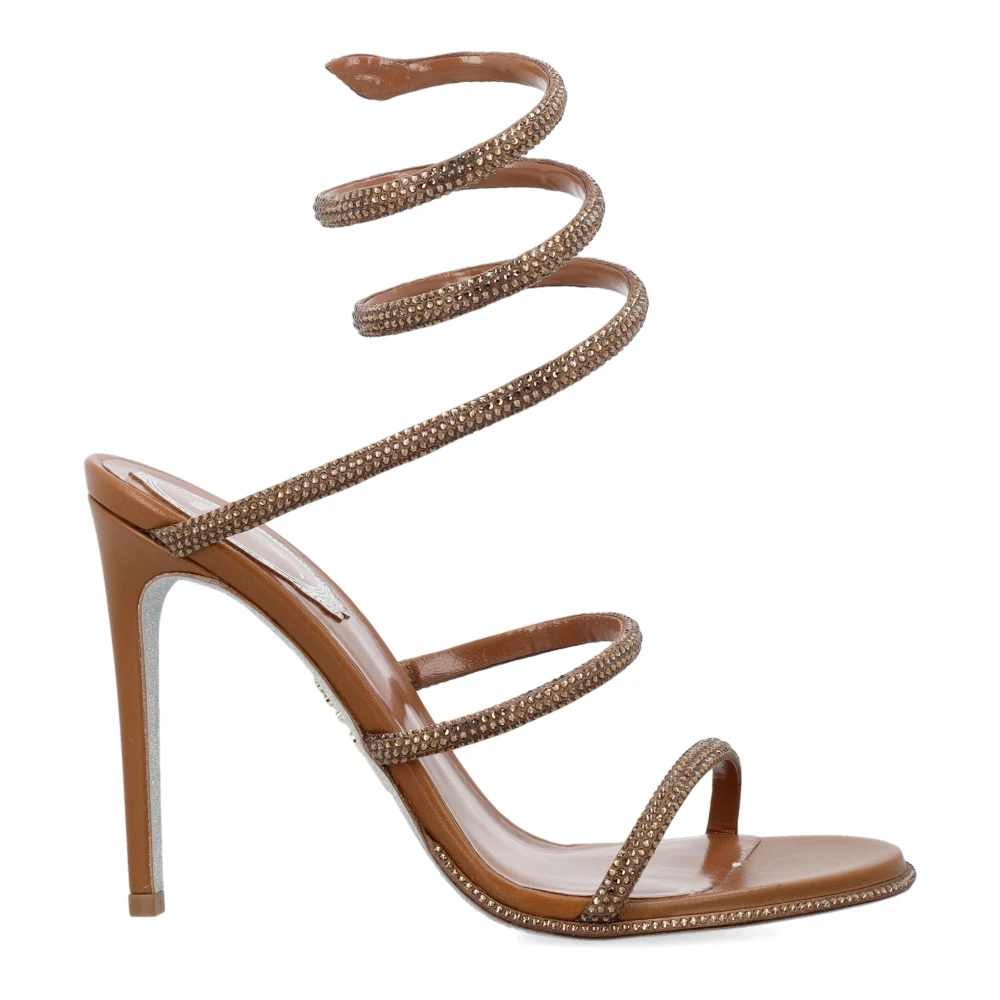 René Caovilla Kristall Spiral Wrap Sandal Brown, Dam