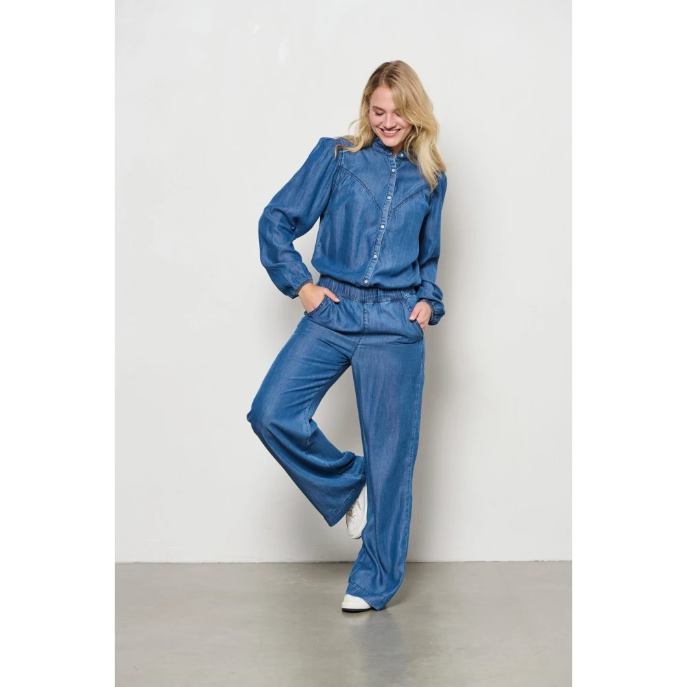 &Co Woman Wijde Broek Zomerse Stijl Blue Dames