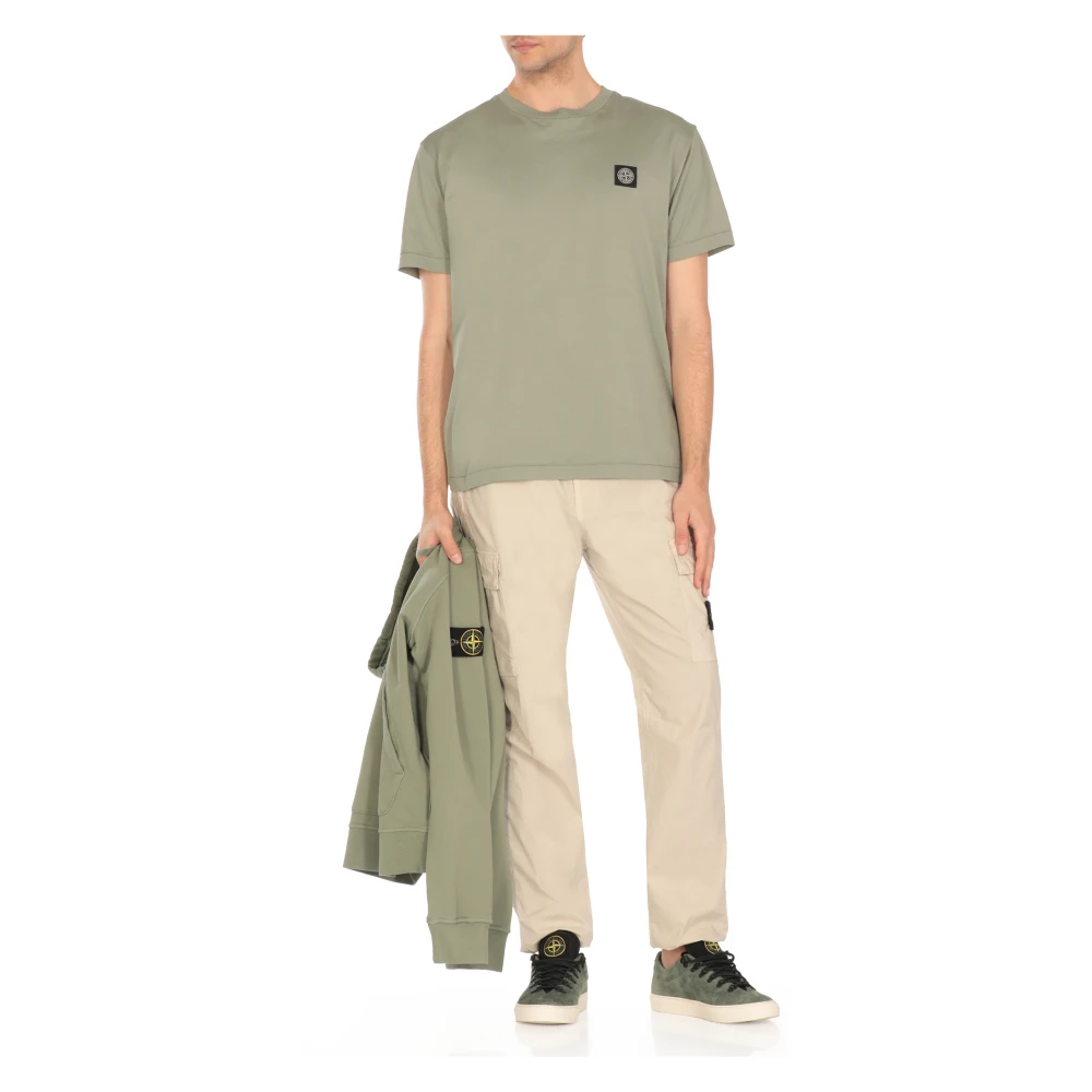 Stone Island Groen Katoenen T-shirt met Logopatch Green Heren