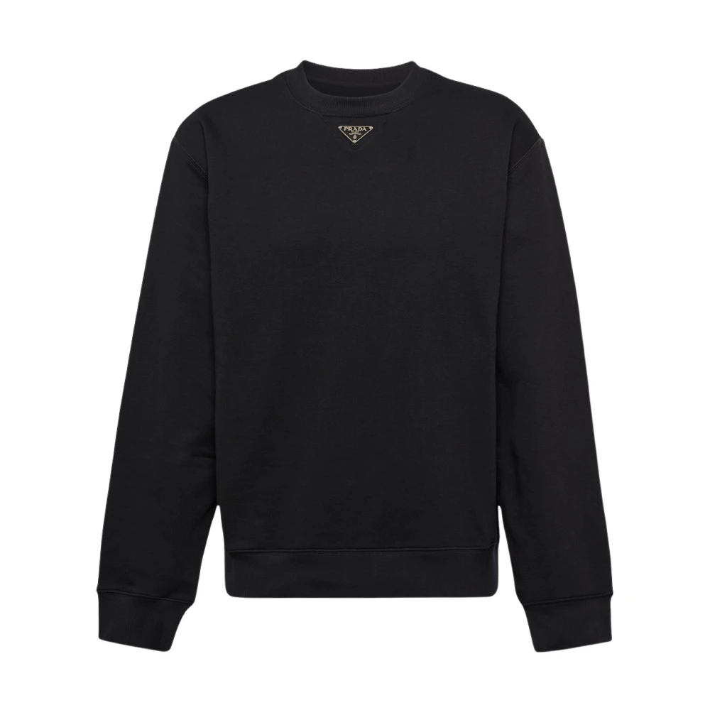 Prada Logo Plaque Sweatshirt Black Heren