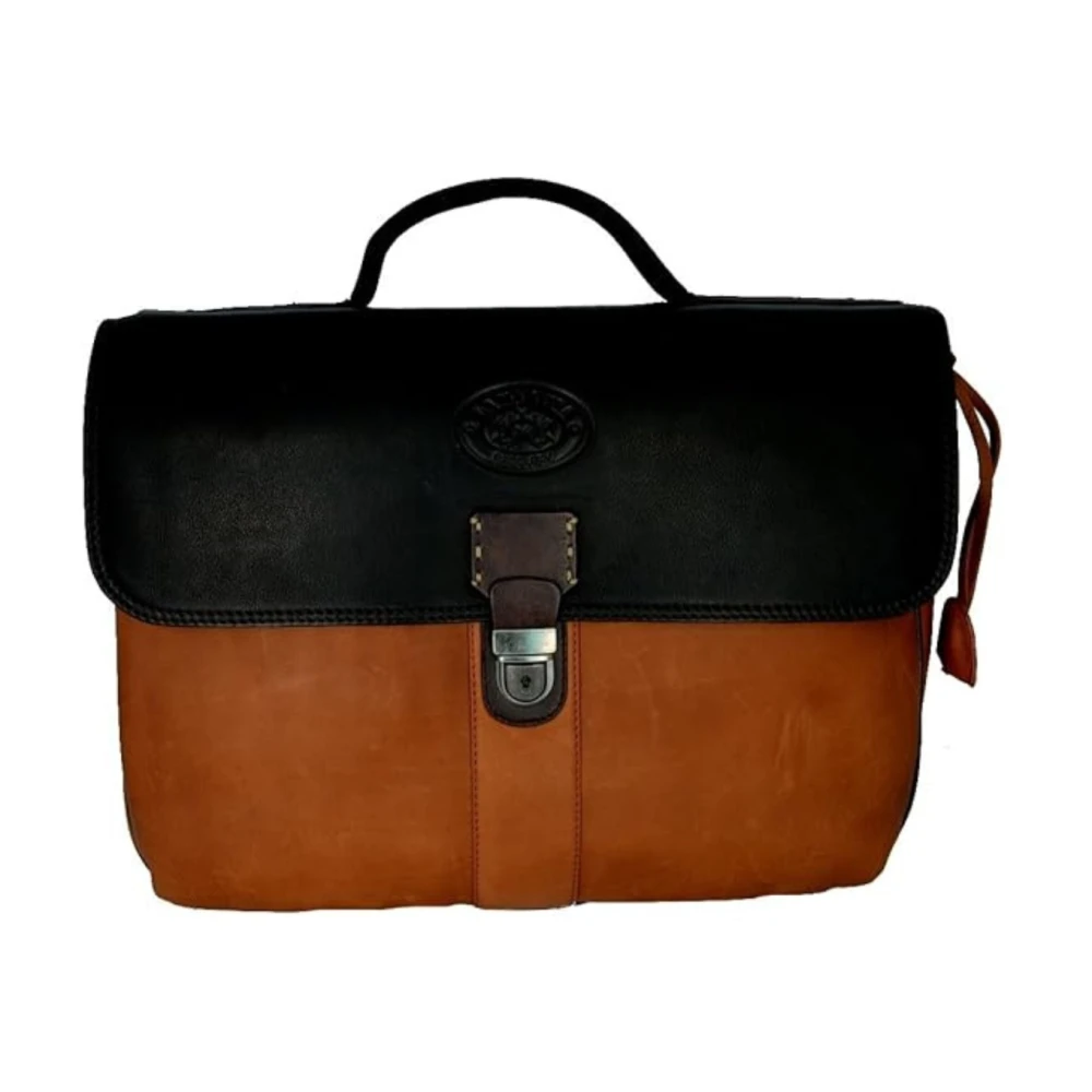 La Martina Women's Brown Leather Messenger Bag Briefcase