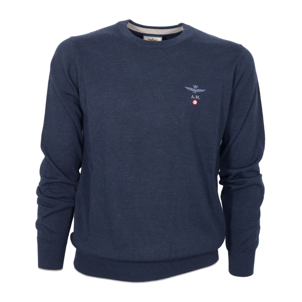 Aeronautica Militare Men's Blue Sweatshirts, 4XL, Versatile Casual Wool Jumper In