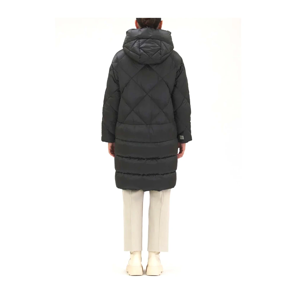 Max Mara Gewatteerde Parka Jas met Capuchon Black Dames