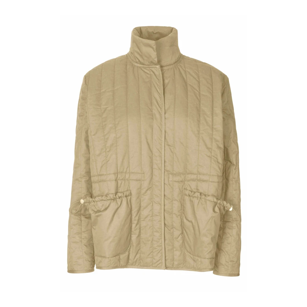 Masai Gewatteerde Jas met Hoge Hals en Zakken Beige Dames