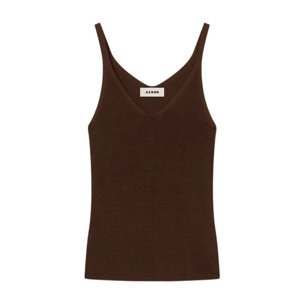 Aeron Katoenen Cami Top met Breidetails Brown Dames