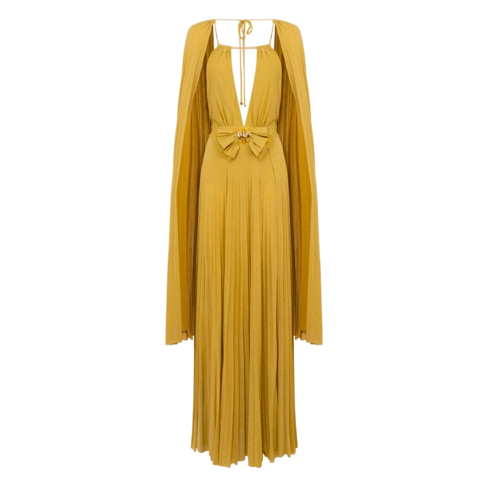 Elisabetta Franchi Elegante Red Carpet Jurk met Gouden Ketting Yellow Dames