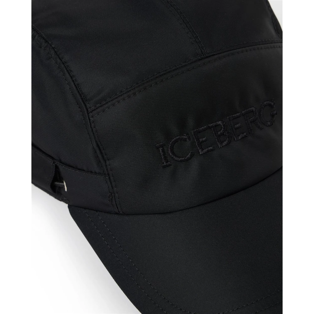 Iceberg Zwarte nylon baseballpet met trekkoord Black Heren