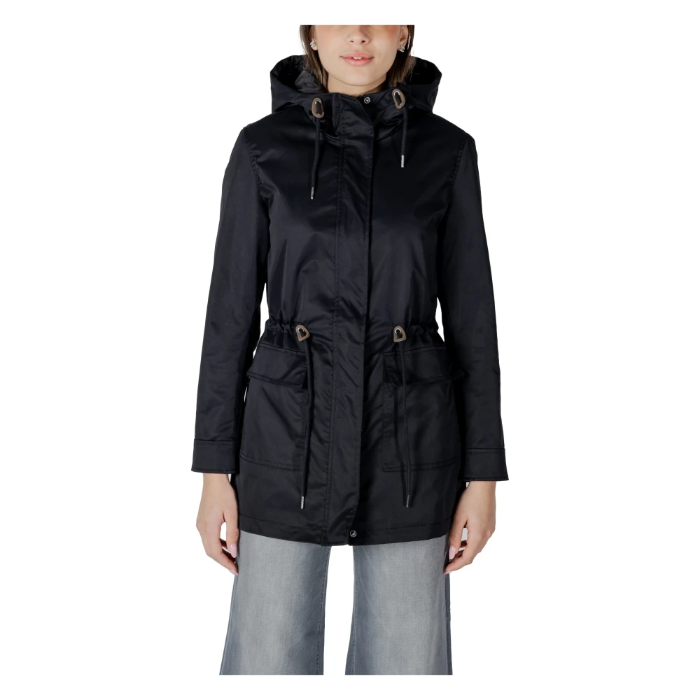 Only Zwarte Button-Up Jas Lente Zomer Black Dames