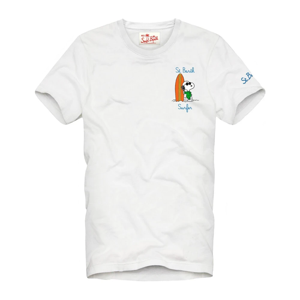 Saint Barth Snoopy Surfer T-Shirt White Heren