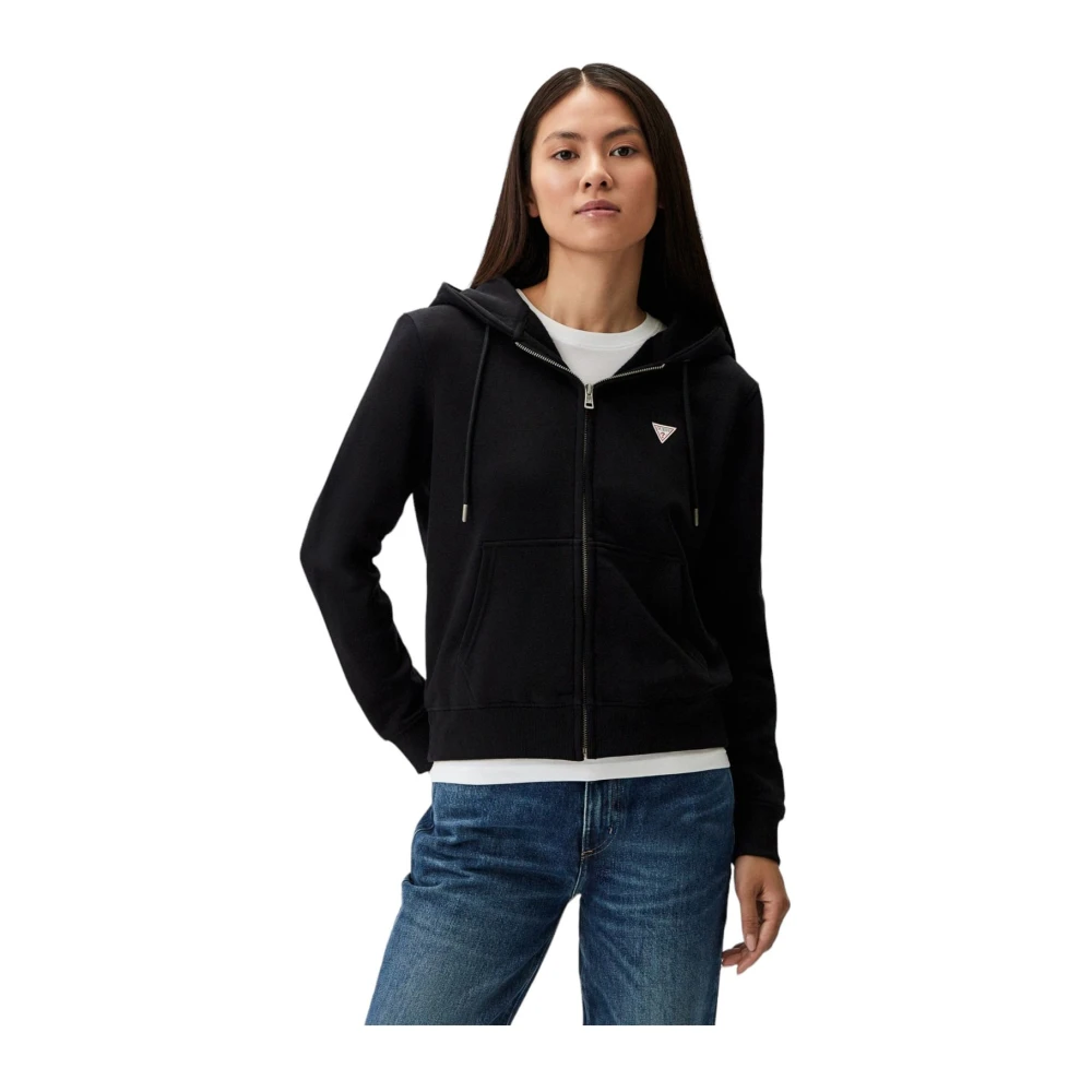 Guess Women's Black Zip Hoodie - Zip-Throughs - M - Sweatshirts & Hoodies