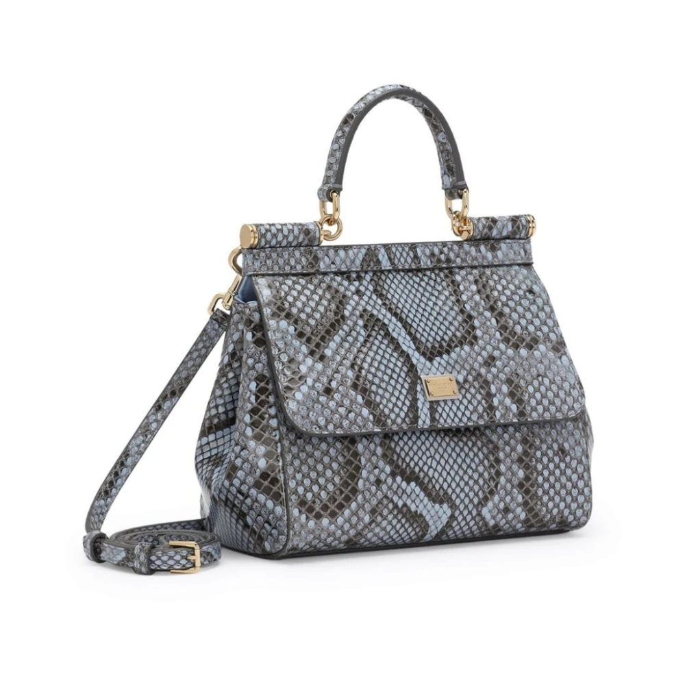 Dolce & Gabbana Celeste Python Sicily Tas Gray Dames
