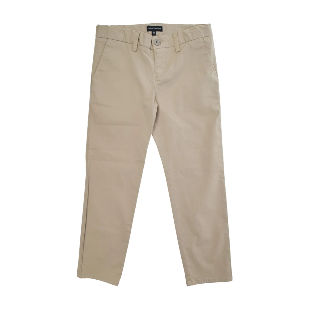 Emporio Armani Men's Beige Pants With Metallic Logo