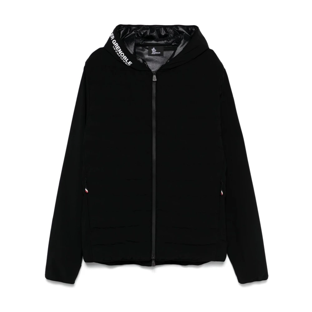 Moncler Gewatteerde Sweater met Capuchon Black Heren