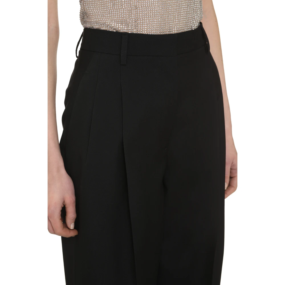 Burberry Wollen broek met brede plooien Black Dames