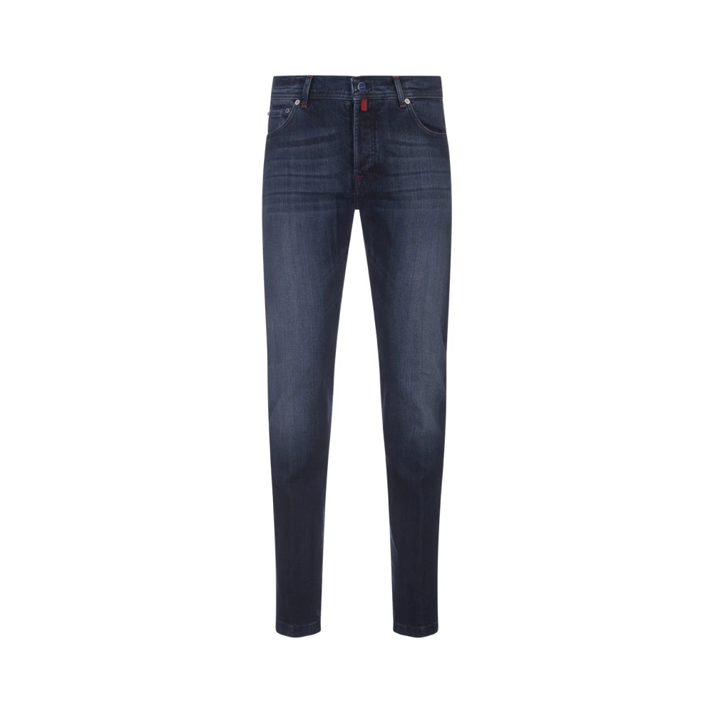 Kiton Slim Fit Blauwe Denim Jeans Blue Heren