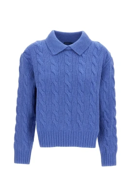 Sweater i kabelstickning med rund hals