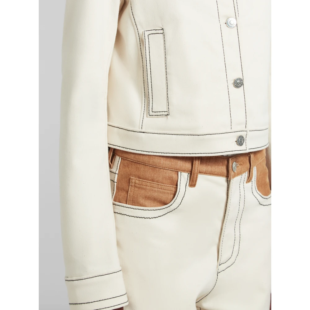 Marni denim trucker jacket met contrast yoke White Dames