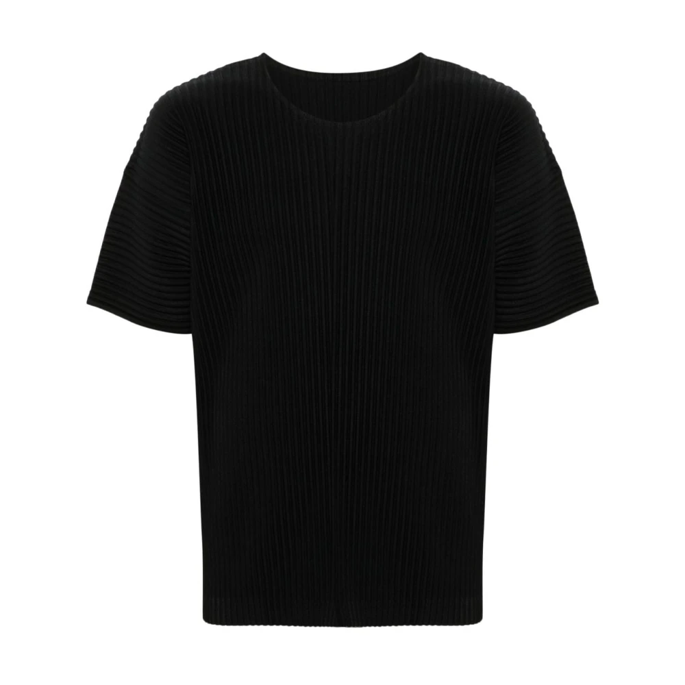 Issey Miyake Zwarte Geplooide T-shirts en Polo's Black Heren