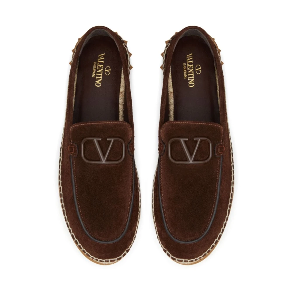 Valentino Garavani Bruine Suède Espadrilles met VLogo Signature Brown Heren