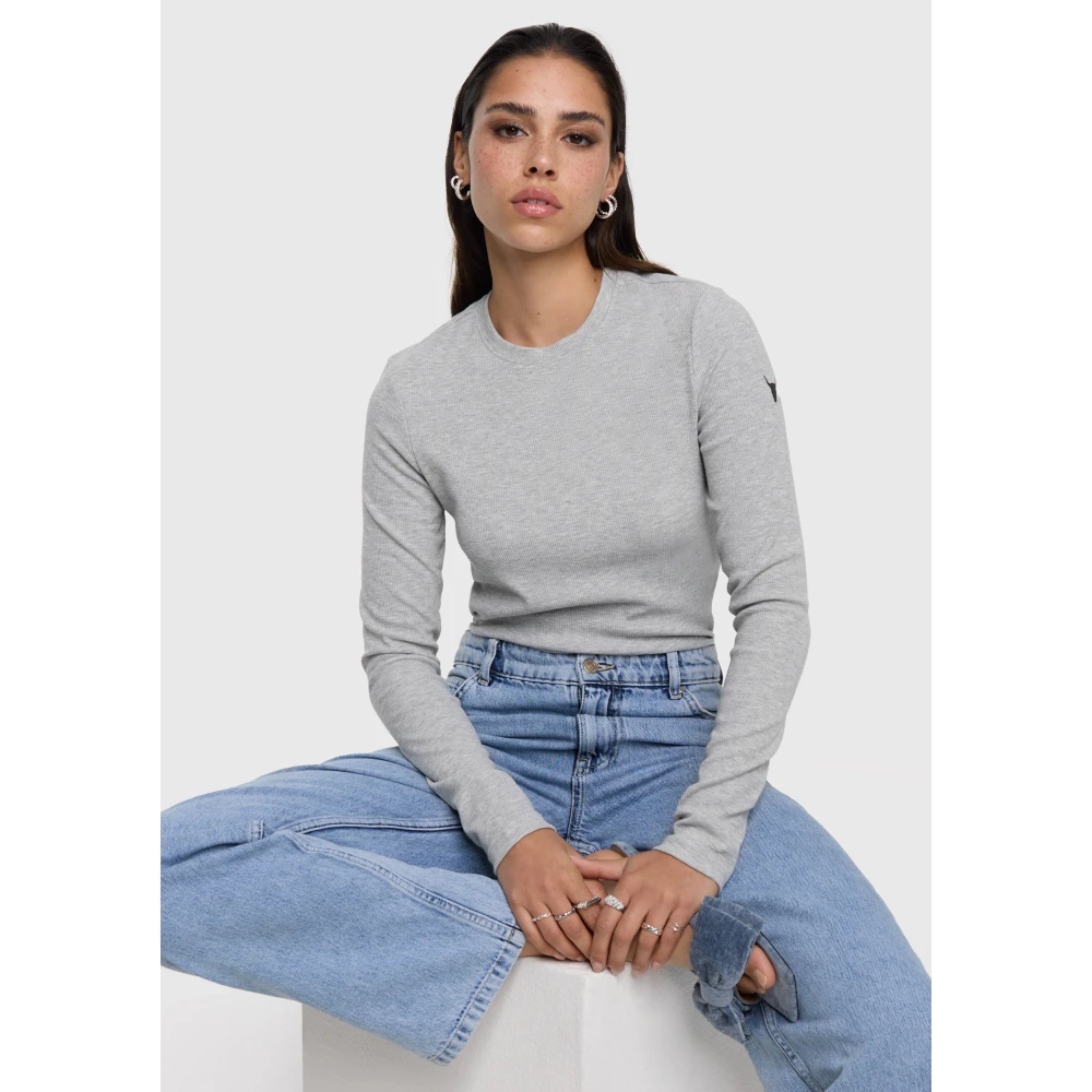 Alix The Label Gebreide ribtop voor dames Gray Dames