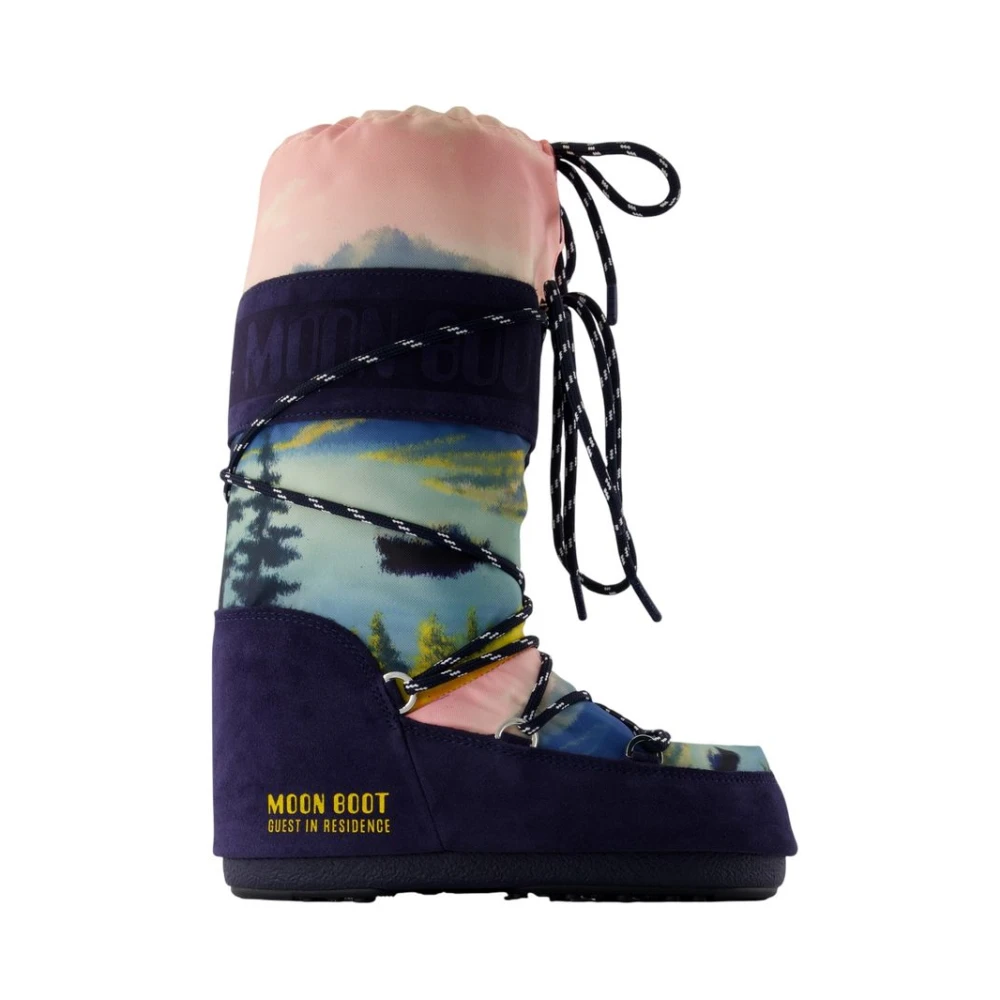 Moon Boot Women's Multicolor Winter Boots, 2 Uk, Icon Postcard Boots