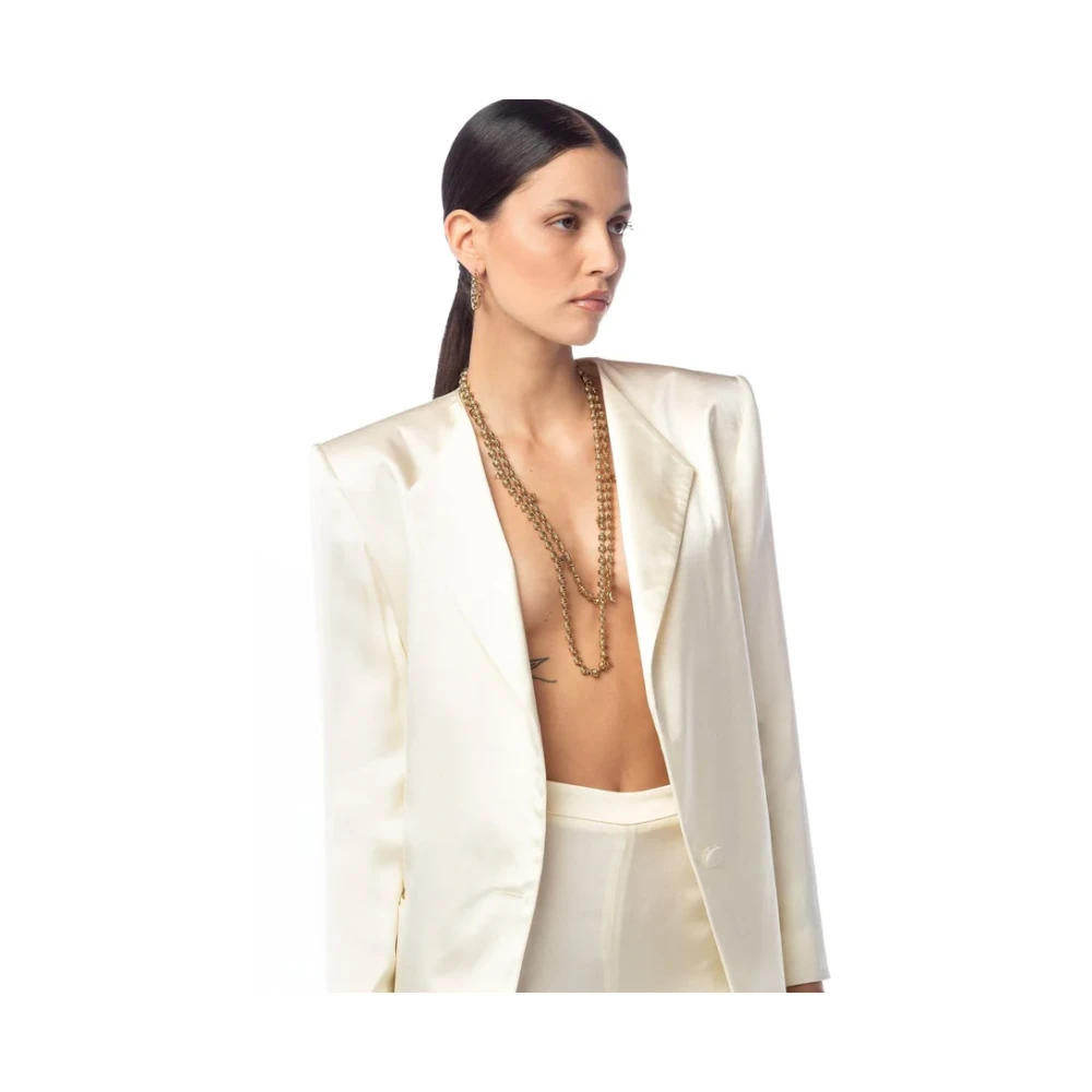 MVP wardrobe Beige Viscose Jas Dubbelrij Stijl Beige Dames