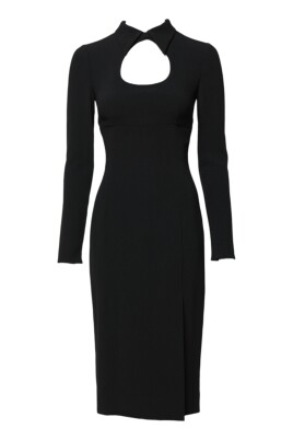 black-bodycon-sheath-midi-dress