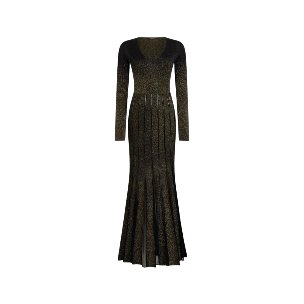 Roberto Cavalli Long Dress With Pleated Skirt - Female - Gowns - Black - L - Dresses