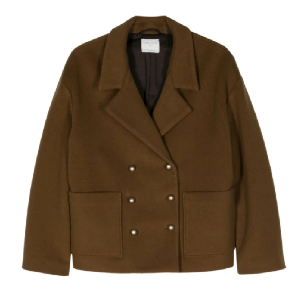Forte Dubbelbreasted wollen jas met gouden knopen Green Dames