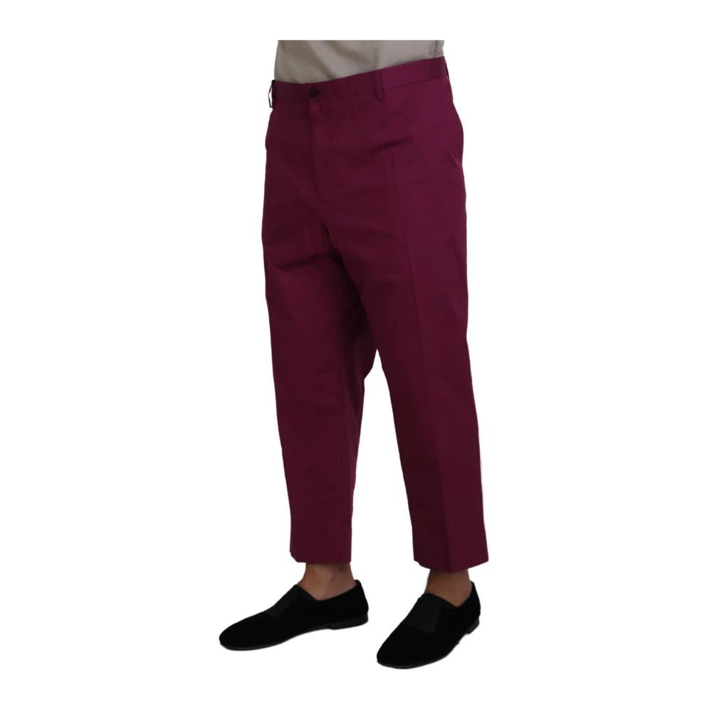 Dolce & Gabbana , Straight Trousers, Male, Pink, 5XL, Magenta Cotton Dg Logo Pocket Trousers - Image 3