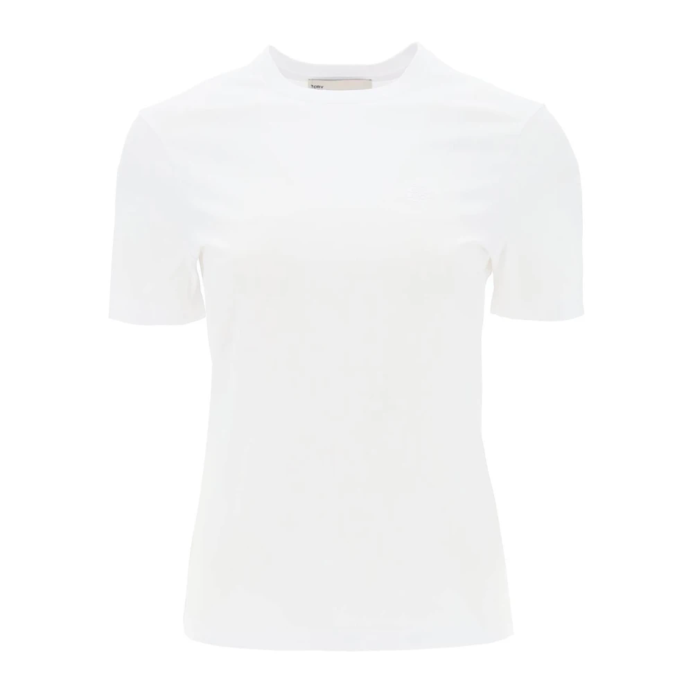 TORY BURCH T-shirt met geborduurd logo White Dames