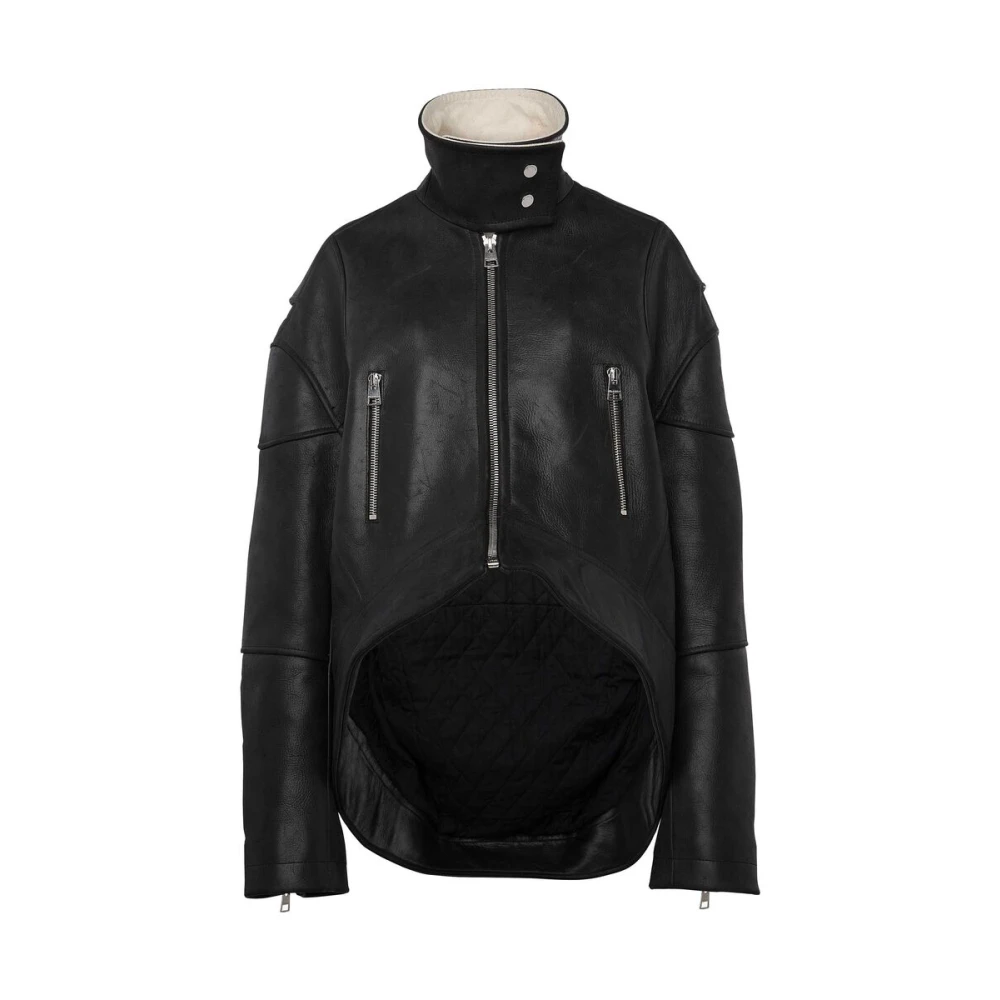 JW Anderson Zwarte leren jack met hoge hals Black Dames