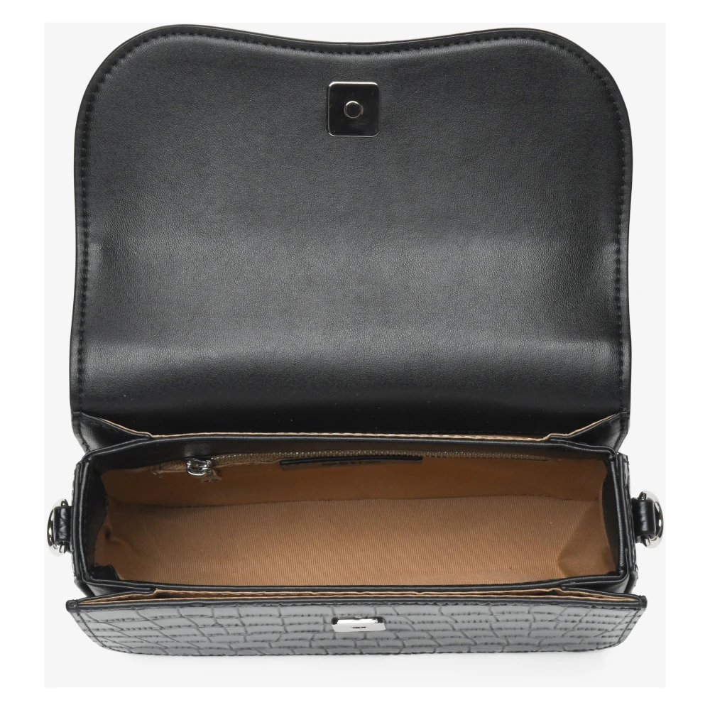 Estro Kleine zwarte leren tas met reliëf voor vrouwen Er00115963 Black Dames