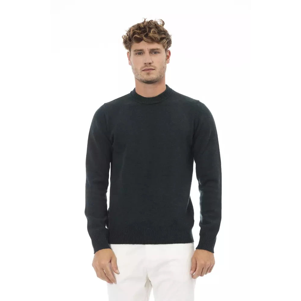 Alpha Studio Groene Wol Crewneck Sweater Green Heren