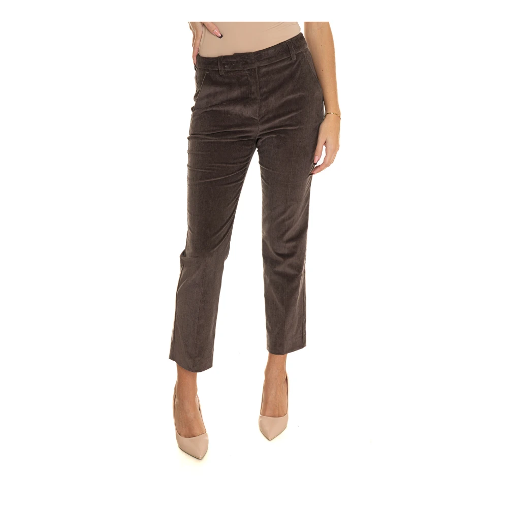 Max Mara Weekend Fluwelen broek met riemlussen en zakken Brown Dames