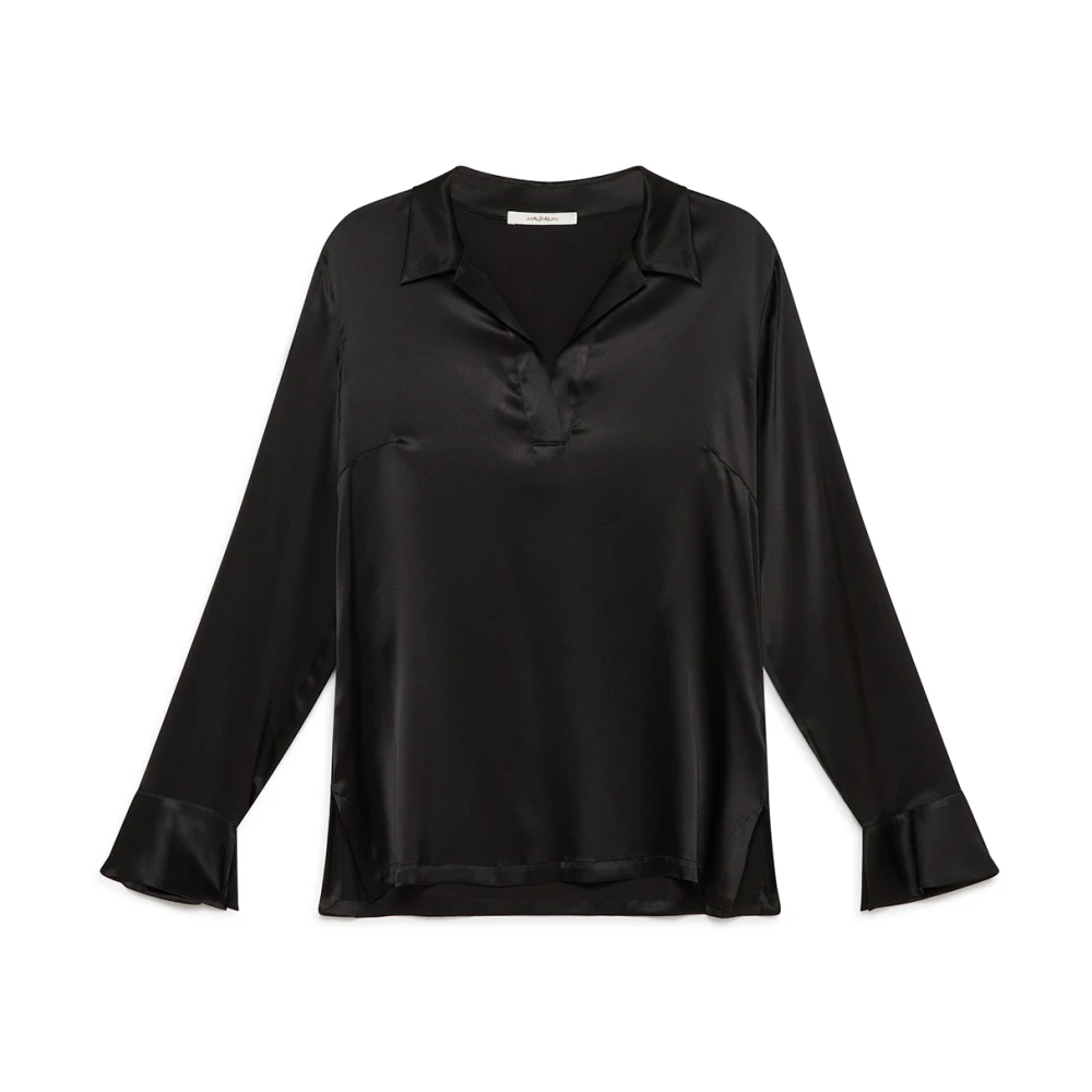 Maliparmi Zijde Satijnen Blouse Black Dames