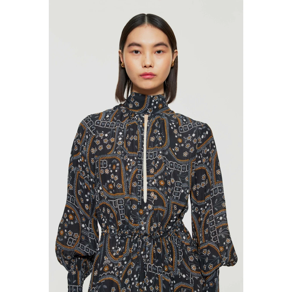 Antik batik Elie print maxi jurk Black Dames
