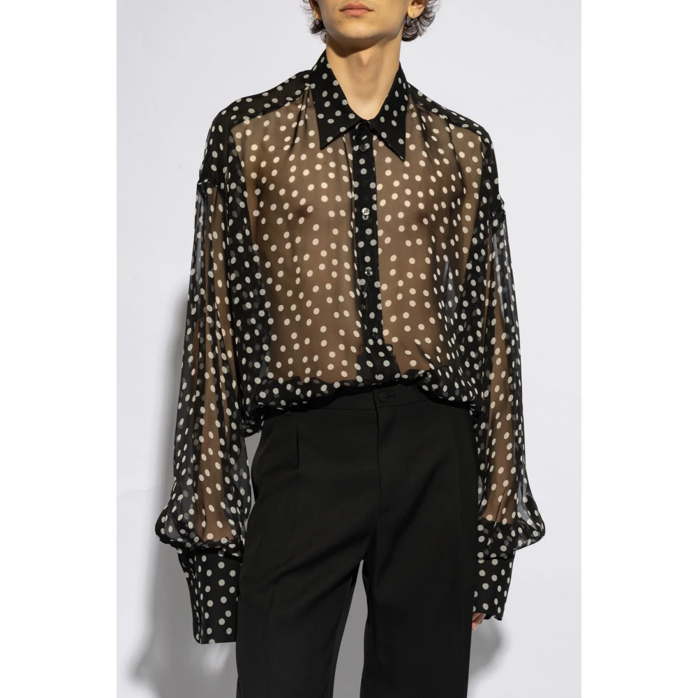 Dolce & Gabbana Shirt met gestippeld patroon Black Heren