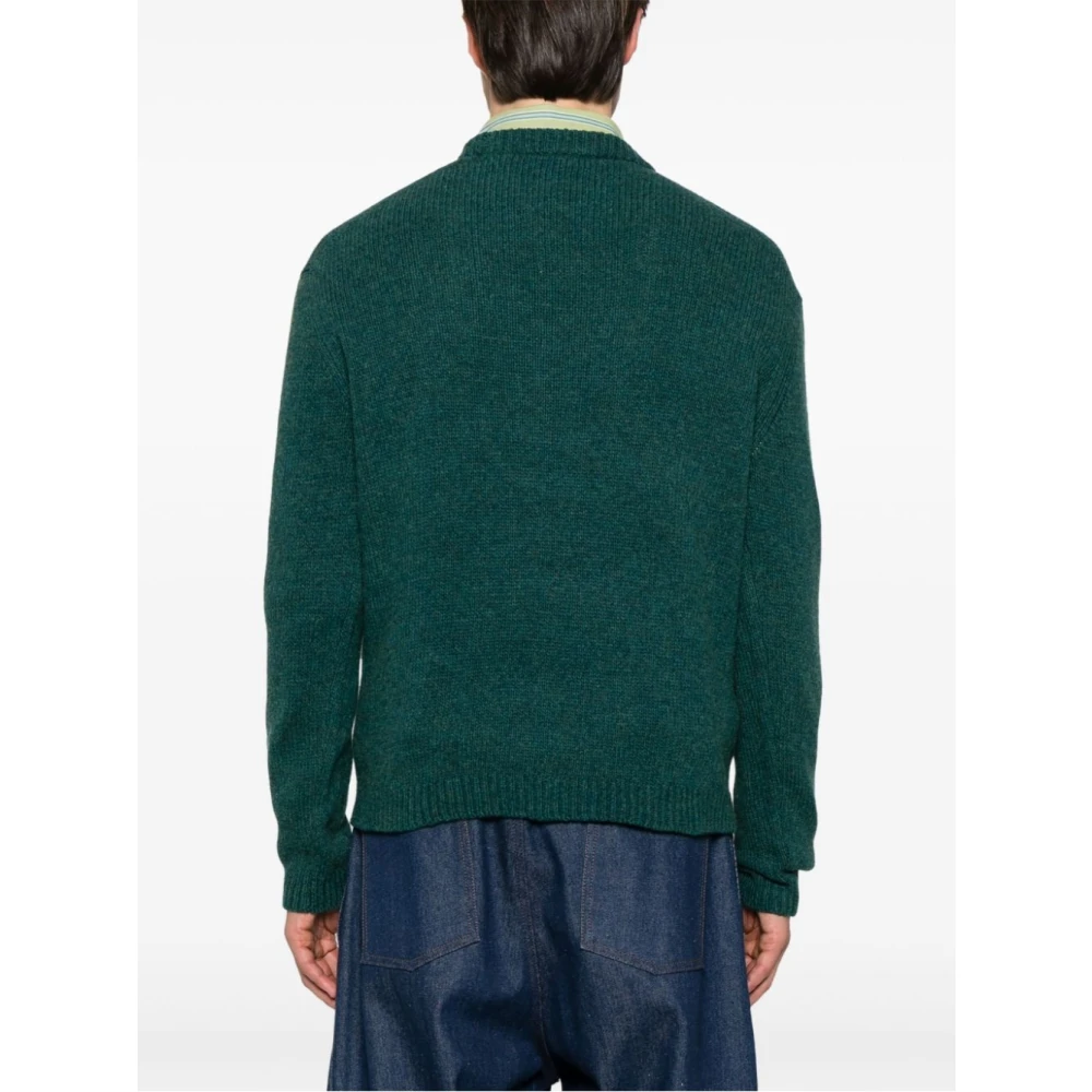 Maison Kitsuné Vos Intarsia Trui in P373 Kleur Green Heren