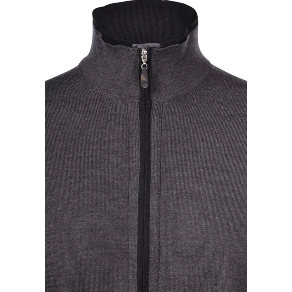 Gran Sasso Ritssluiting Cardigan Trui Grijs Hoge Kraag Gray Heren