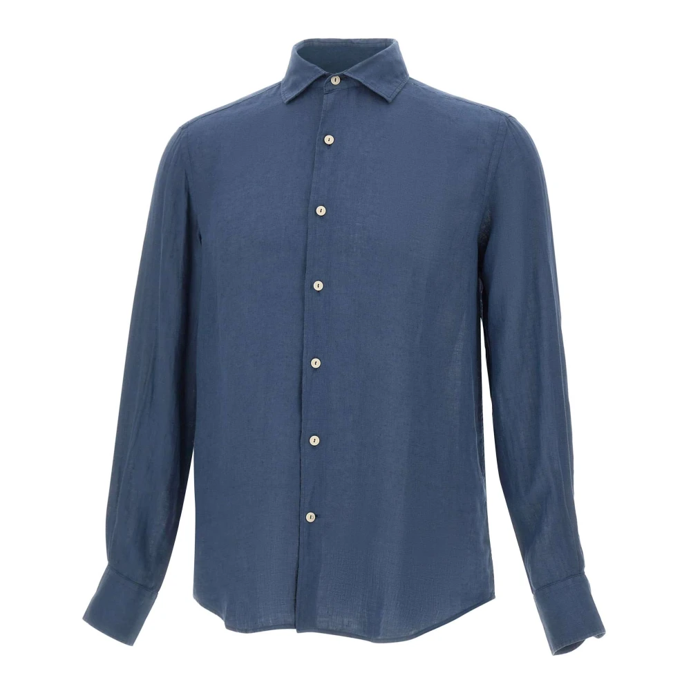Mc2 Saint Barth Blue Casual Shirts, Male, L, Pamplona Linen Shirt