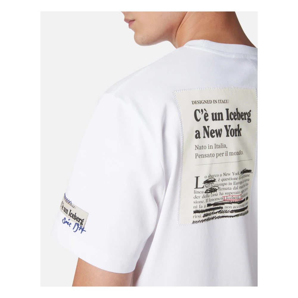 Iceberg Regular fit wit katoenen jersey t-shirt White Heren