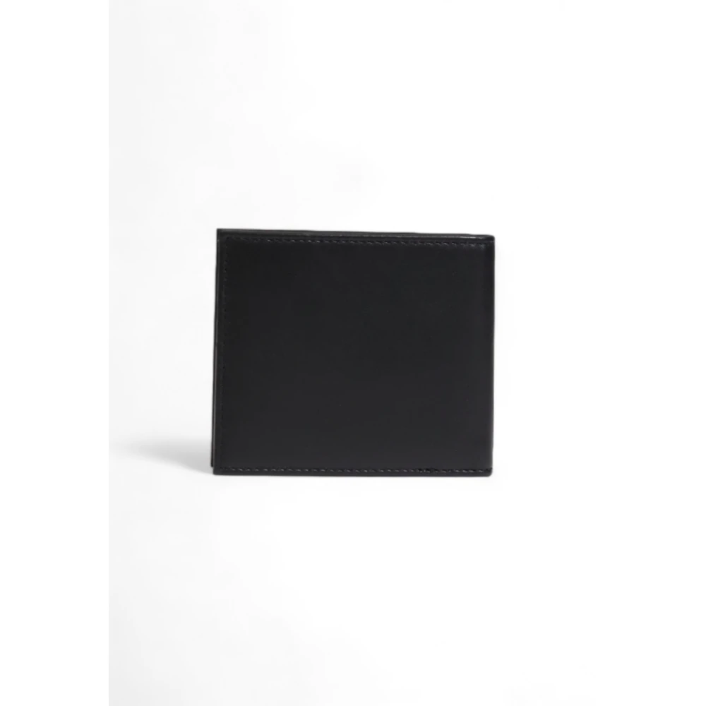 Hugo Boss Zwarte Leren Portemonnee Eenvoudige Stijl Black Heren